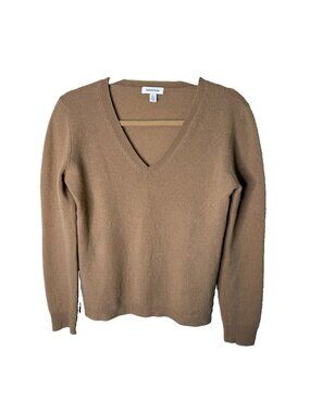 Nordstrom Cashmere Sweater Soft V Neck Brown Luxe